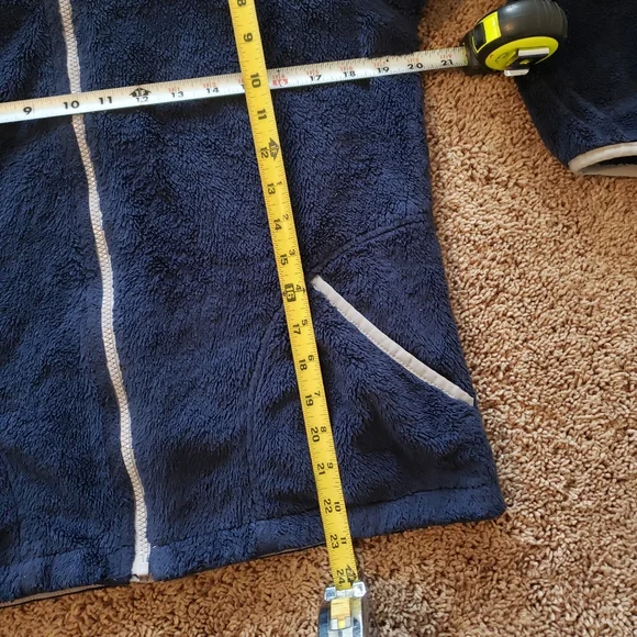 The North Face full zip teddy hooded jacket navy blue girls XL 18
